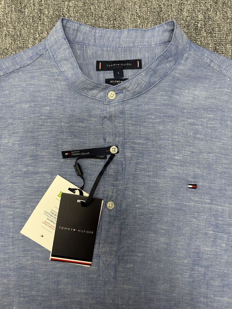 Tommy Hilfiger Regular Fit Band Collar Linen · A3271 — תמונה 8