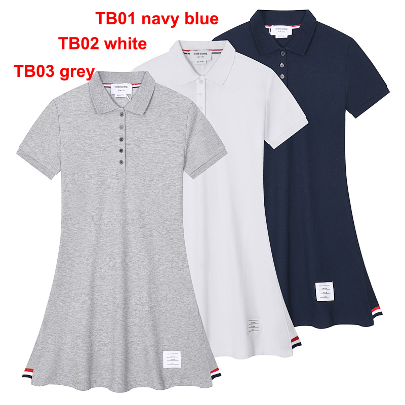 Thom Browne Textured Pique 4-Bar Polo Dress · A2201
