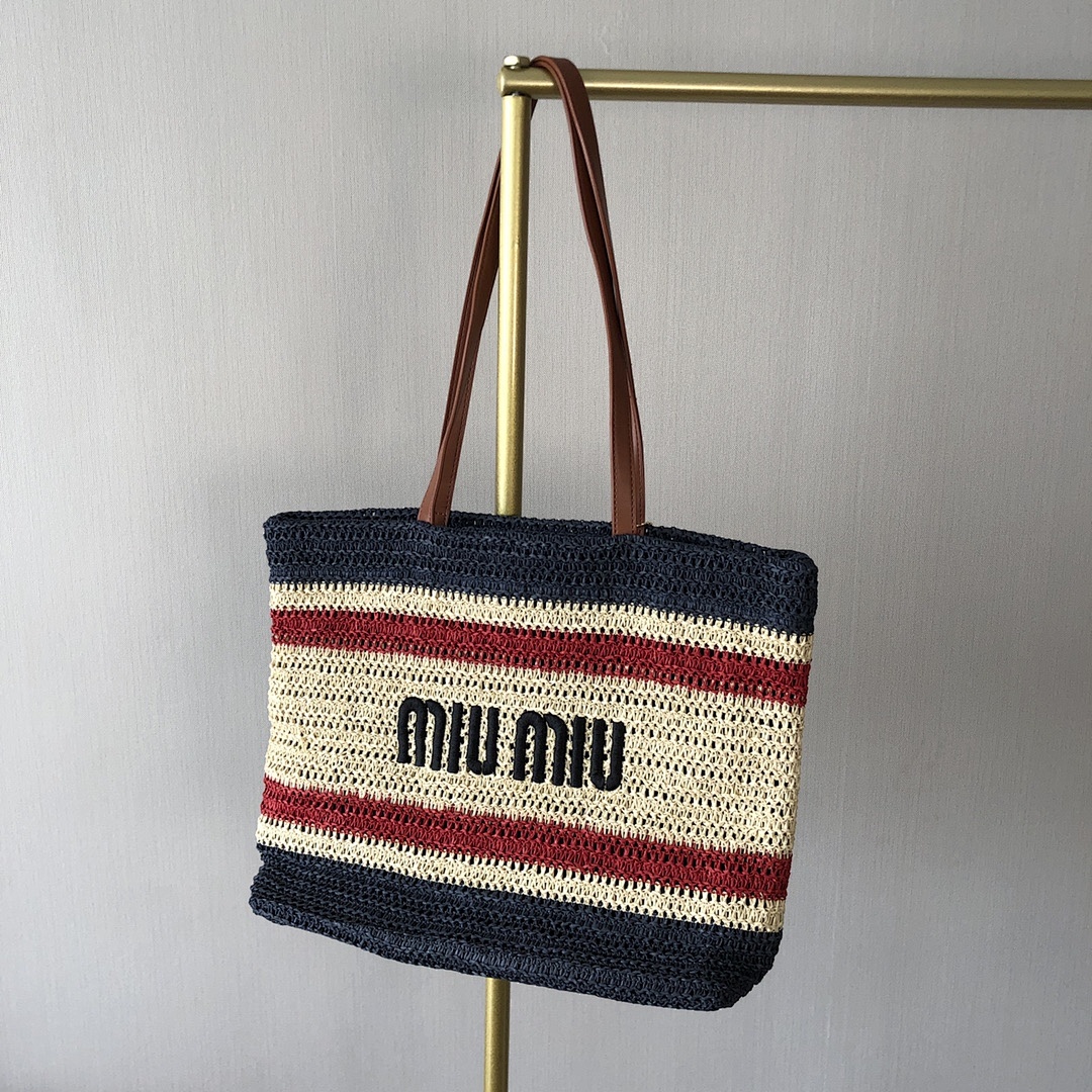 Miu Miu Raffia Woven Tote · M56U — תמונה 12