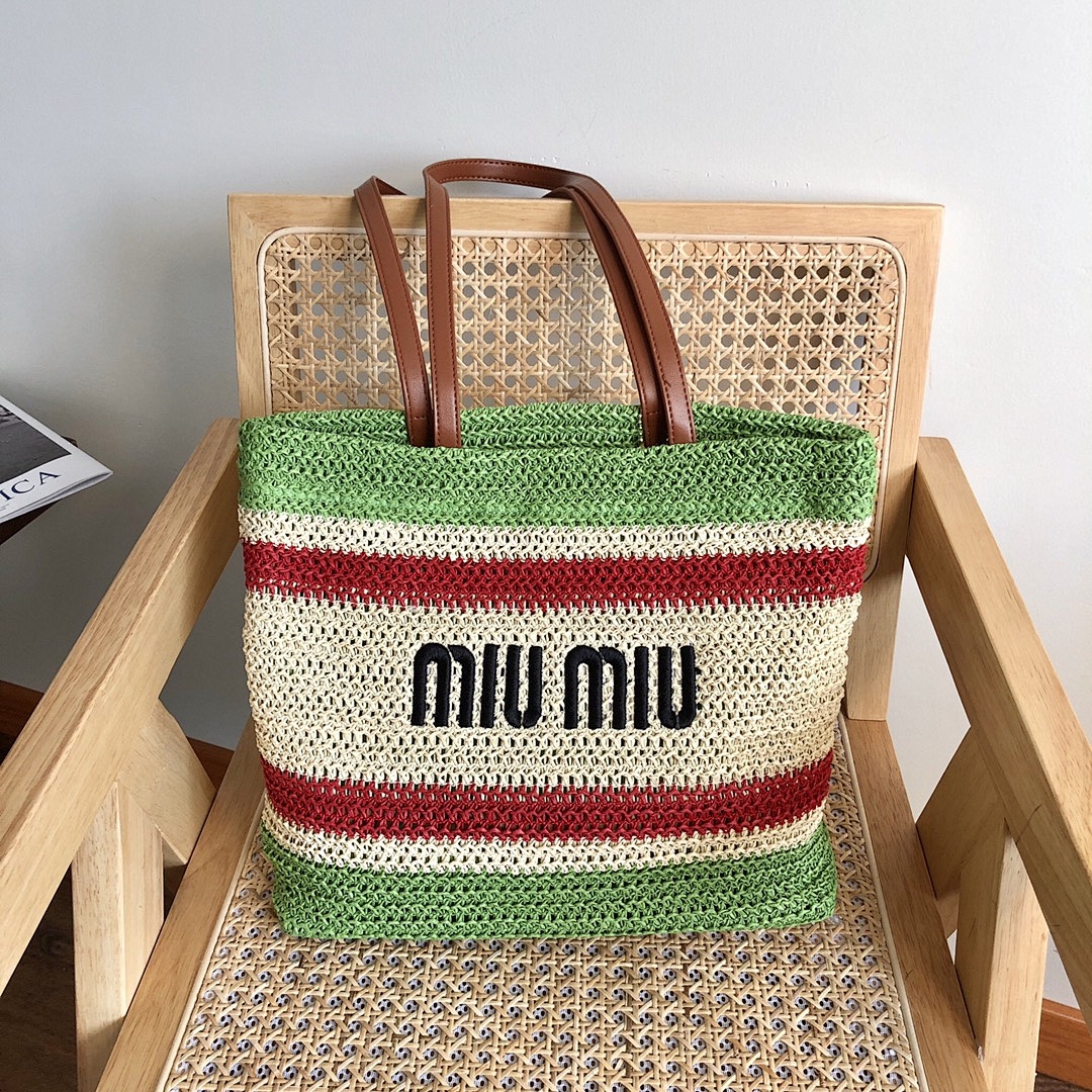 Miu Miu Raffia Woven Tote · M56U — תמונה 2