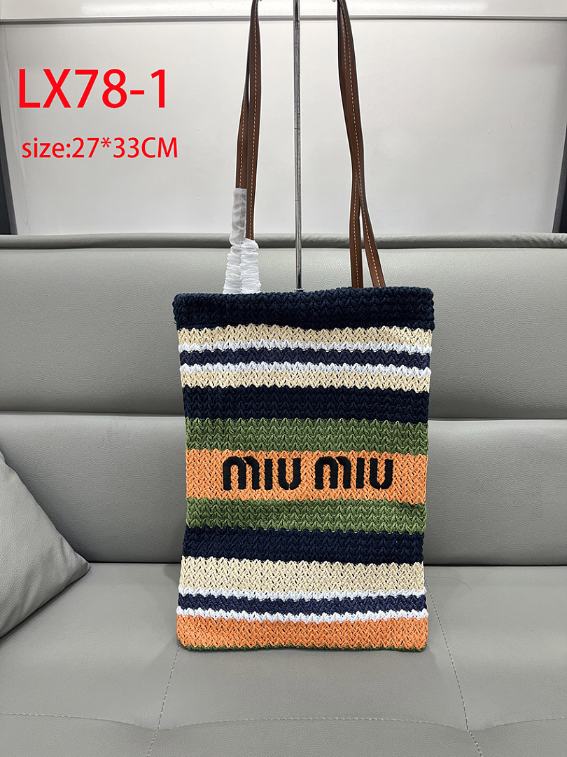 Miu Miu Raffia Crochet Stripe Tote · LX78 — תמונה 10