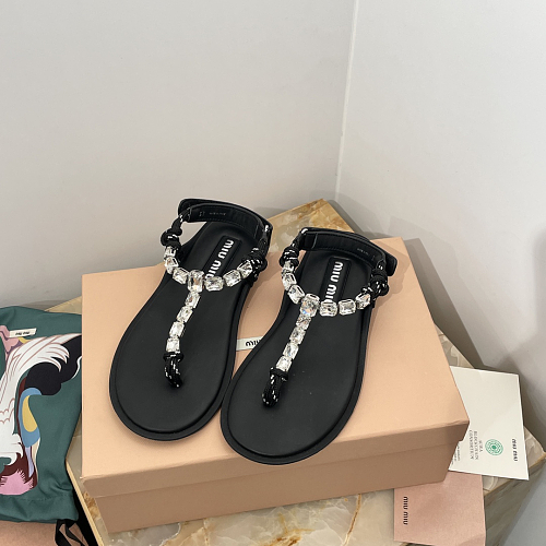 Miu Miu Crystal Cord Thong Sandals · M88X