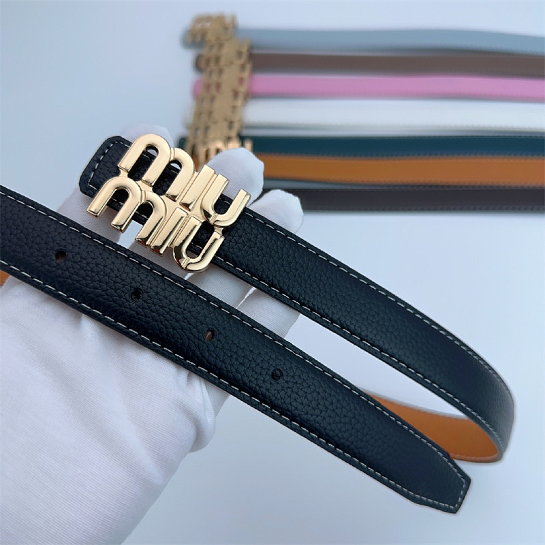 Miu Miu Logo-Lettering Leather Belt · KK17 — תמונה 20