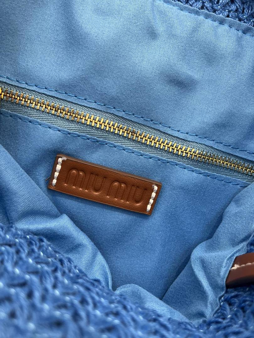 Miu Miu Raffia Crochet Stripe Tote · LX78 — תמונה 3