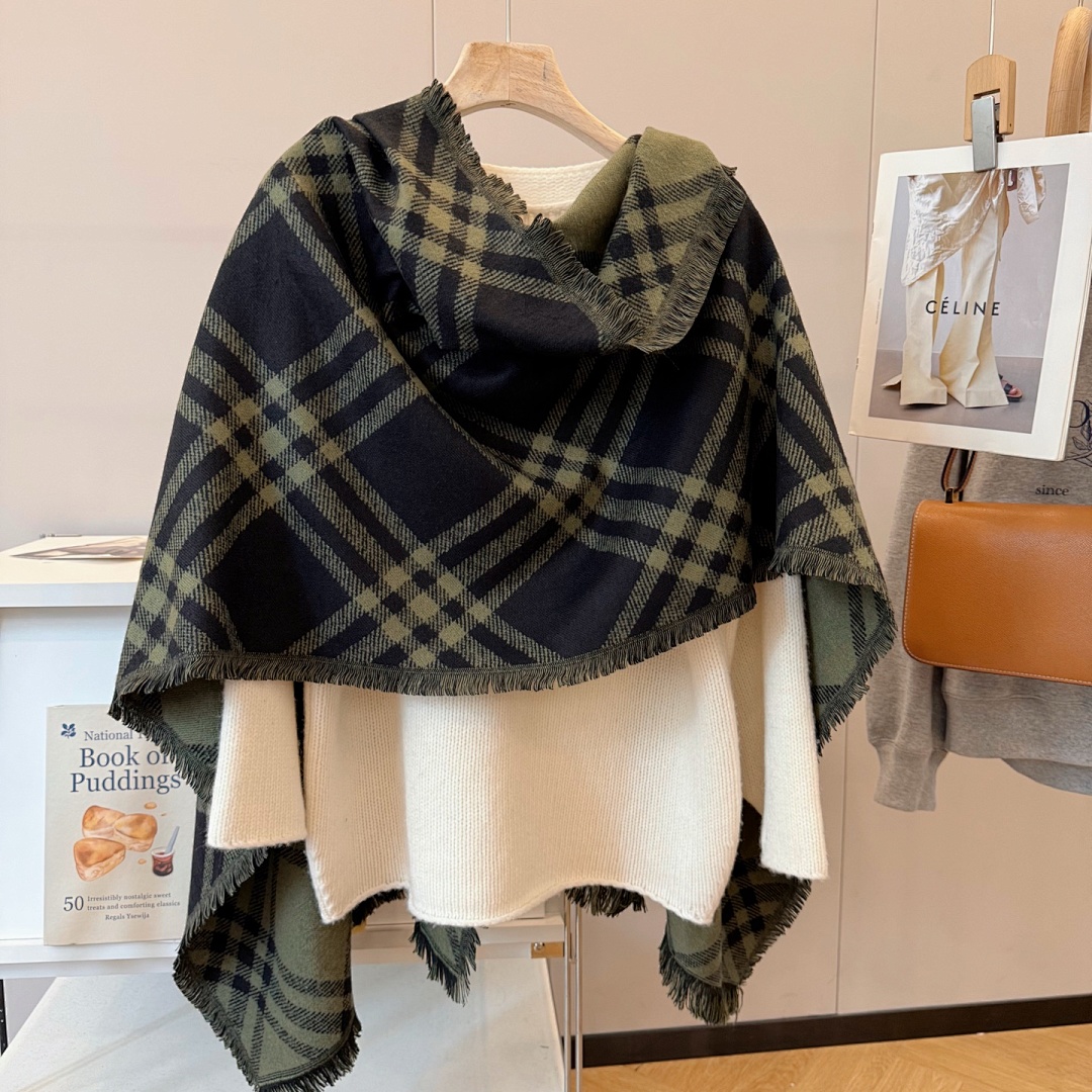 Burberry Wide Check Wool Silk Scarf · M40B — תמונה 7