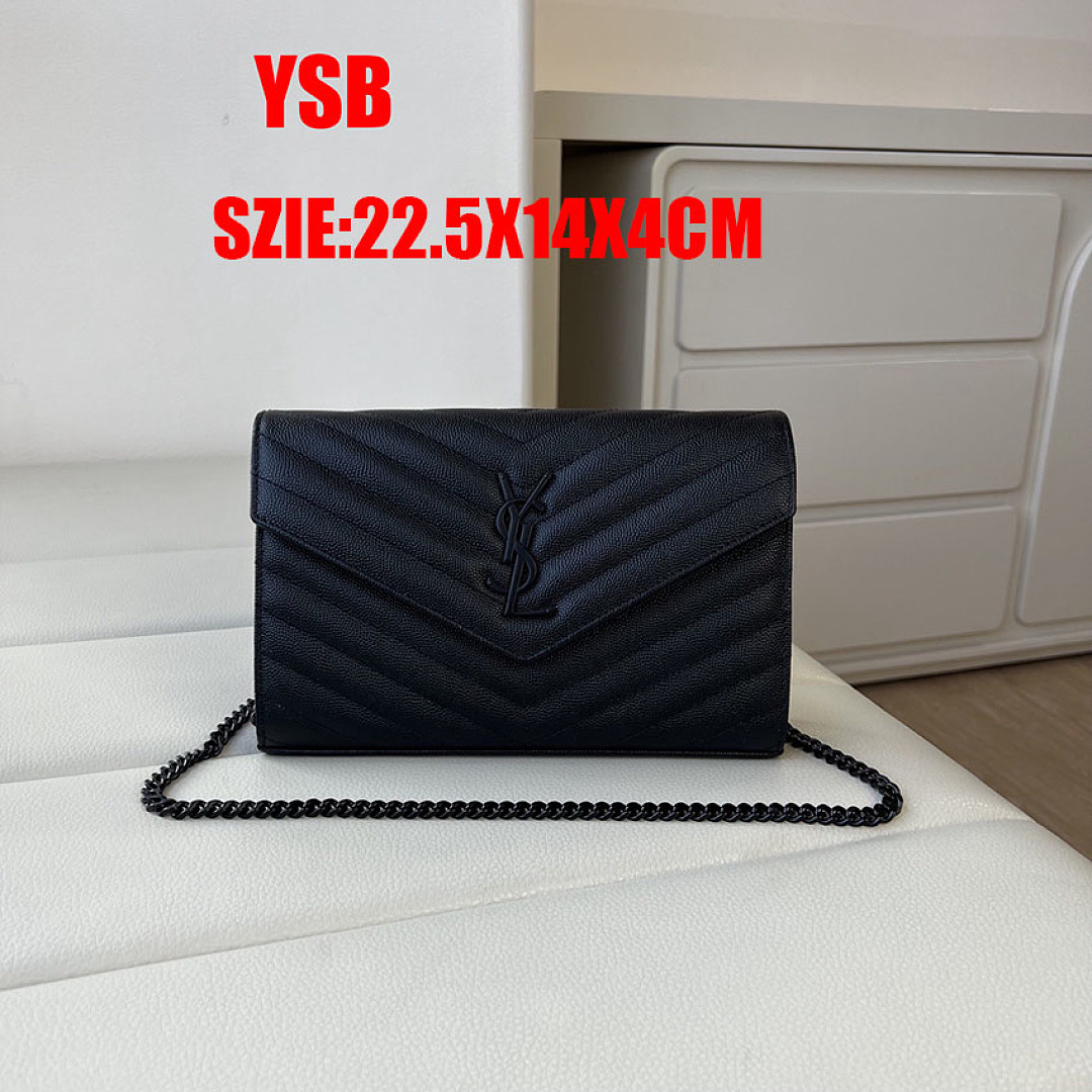 Saint Laurent Cassandre Matelassé Envelope Chain Wallet · YSB