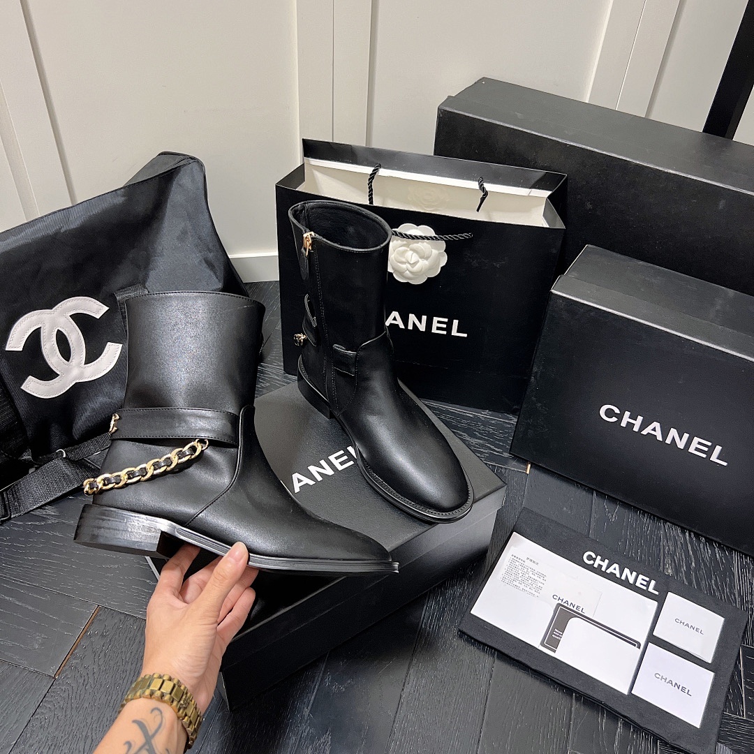 Chanel High Boots Calfskin Chain · T5E — תמונה 5