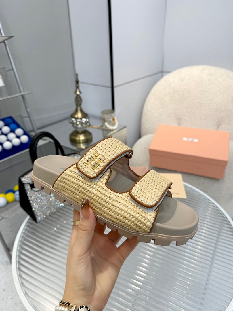 Miu Miu Raffia Dual-Grip Comfort Sandals · KK02 — תמונה 7