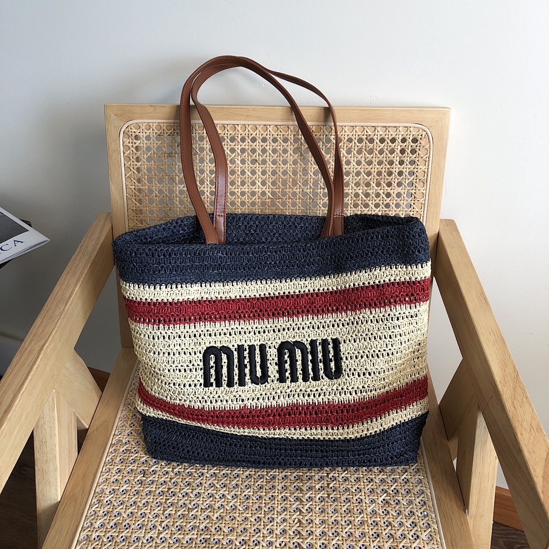 Miu Miu Raffia Woven Tote · M56U — תמונה 8
