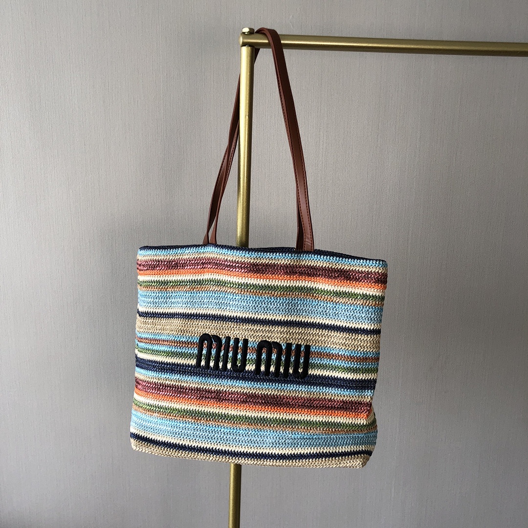 Miu Miu Raffia Woven Tote · M56U — תמונה 11