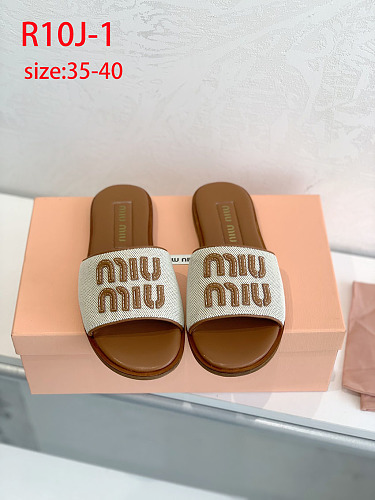 Miu Miu Canvas Logo Slide Sandal · R10J