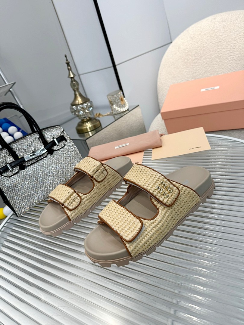 Miu Miu Raffia Dual-Grip Comfort Sandals · KK02 — תמונה 6