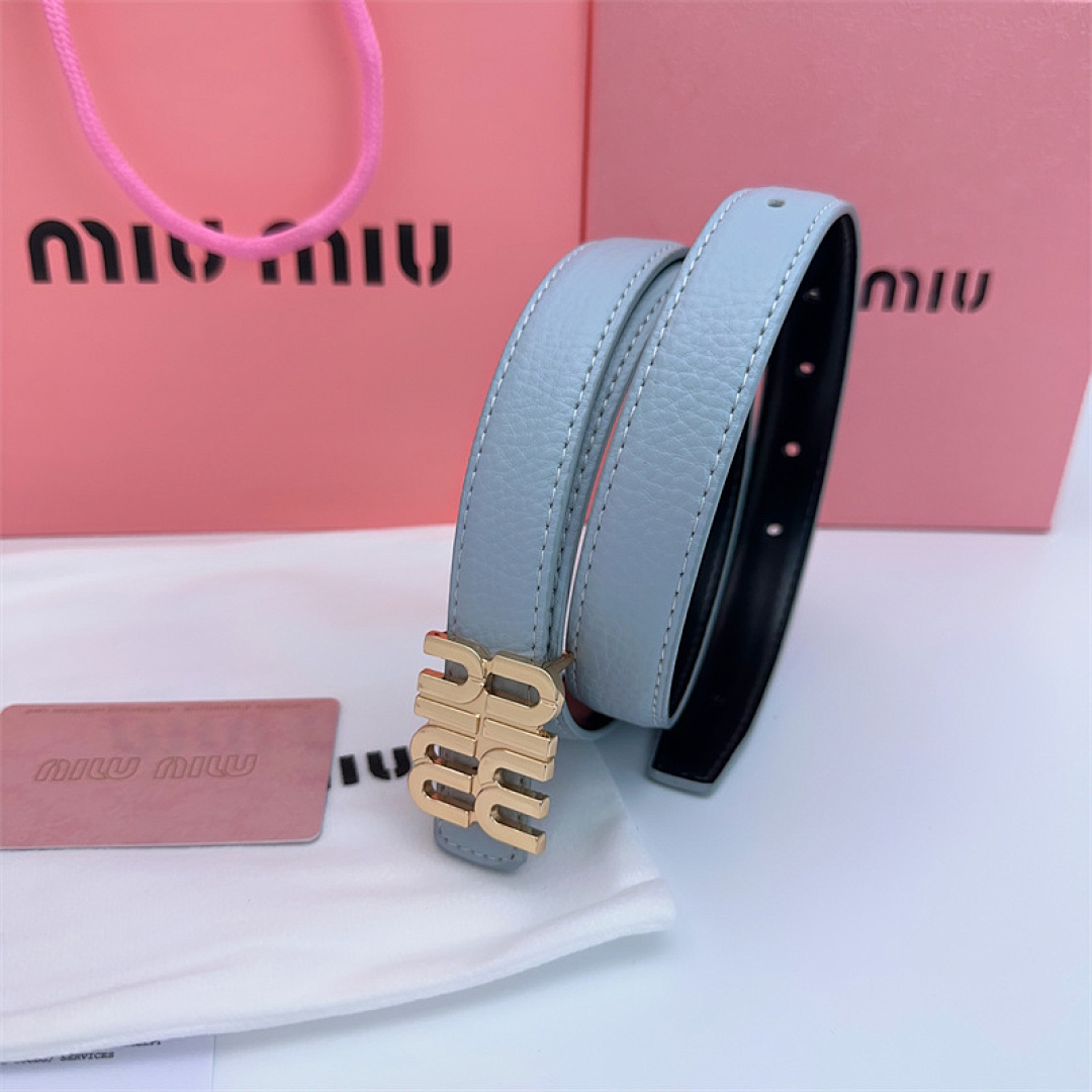 Miu Miu Logo-Lettering Leather Belt · KK17 — תמונה 2