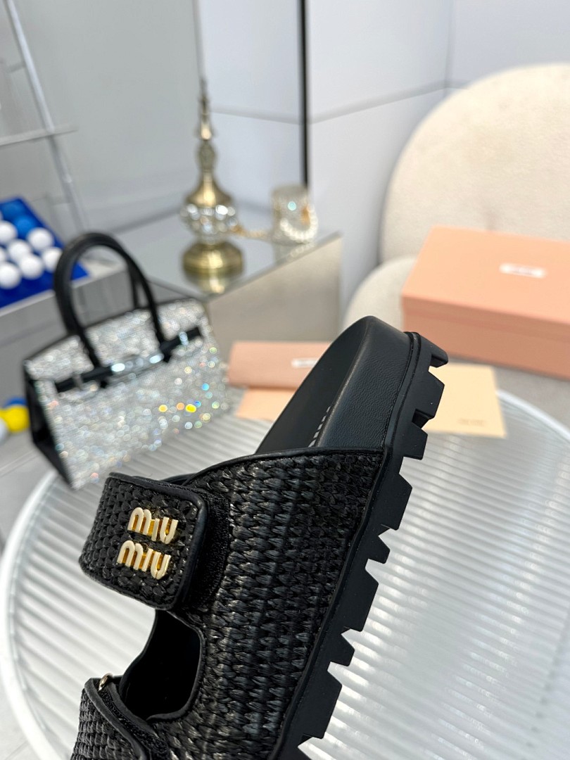 Miu Miu Raffia Dual-Grip Comfort Sandals · KK02 — תמונה 10
