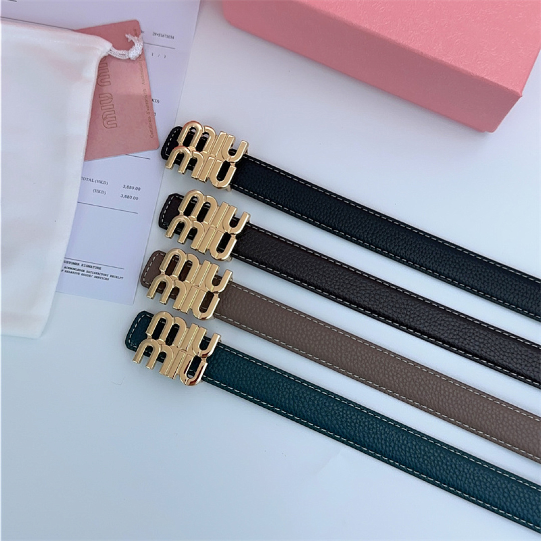 Miu Miu Logo-Lettering Leather Belt · KK17 — תמונה 4