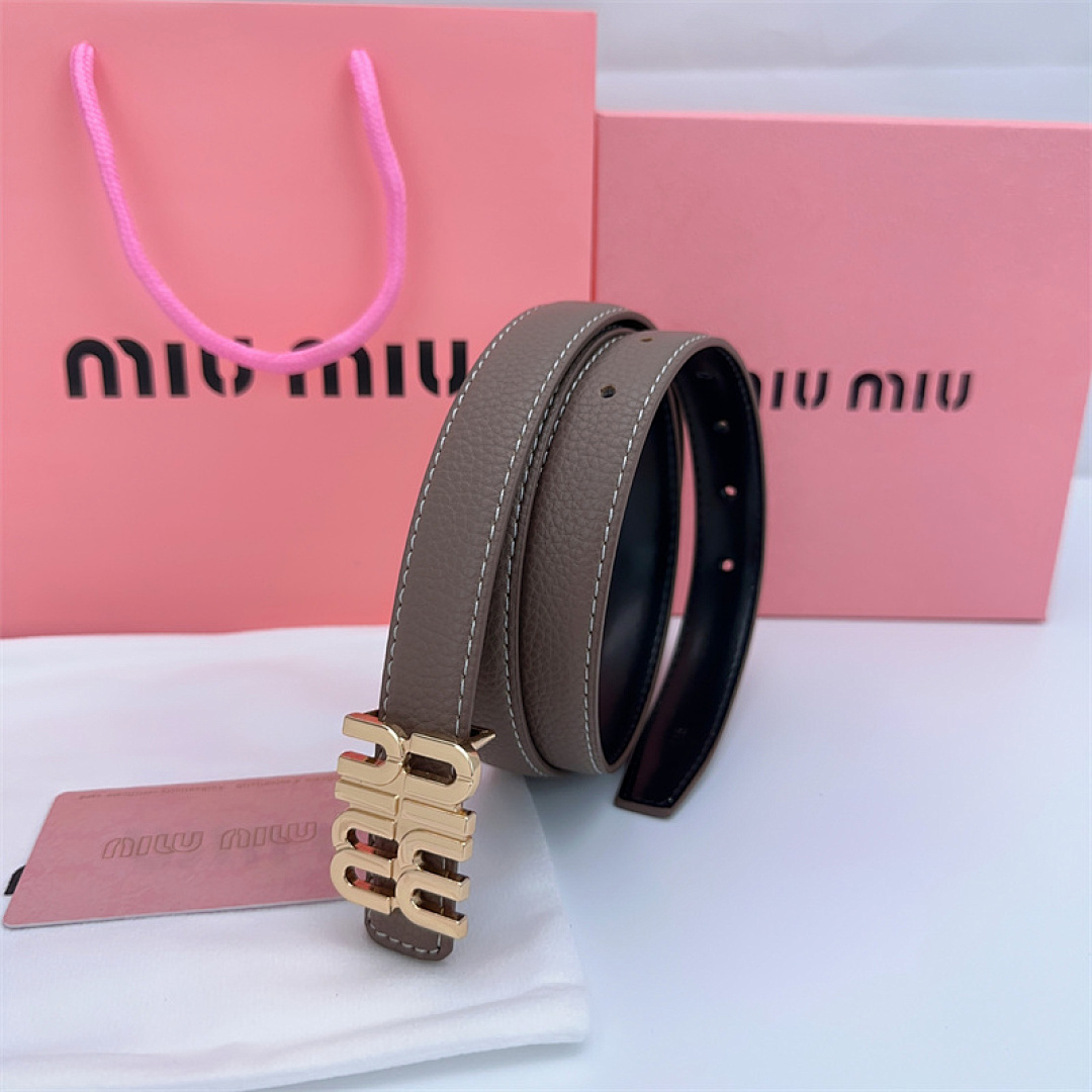 Miu Miu Logo-Lettering Leather Belt · KK17 — תמונה 8