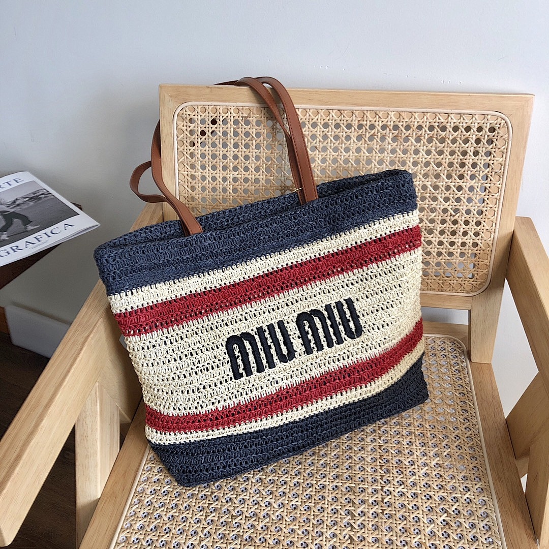 Miu Miu Raffia Woven Tote · M56U