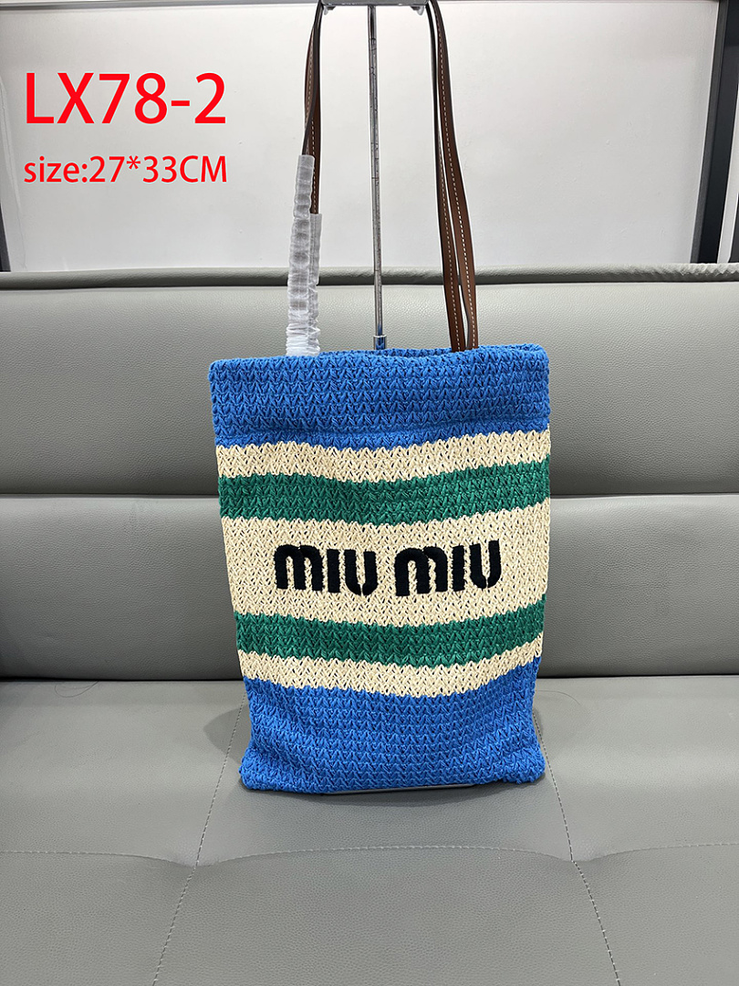 Miu Miu Raffia Crochet Stripe Tote · LX78 — תמונה 9