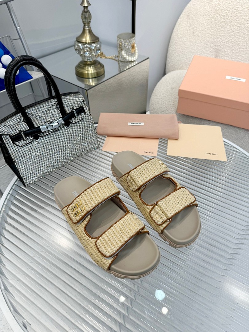 Miu Miu Raffia Dual-Grip Comfort Sandals · KK02 — תמונה 4