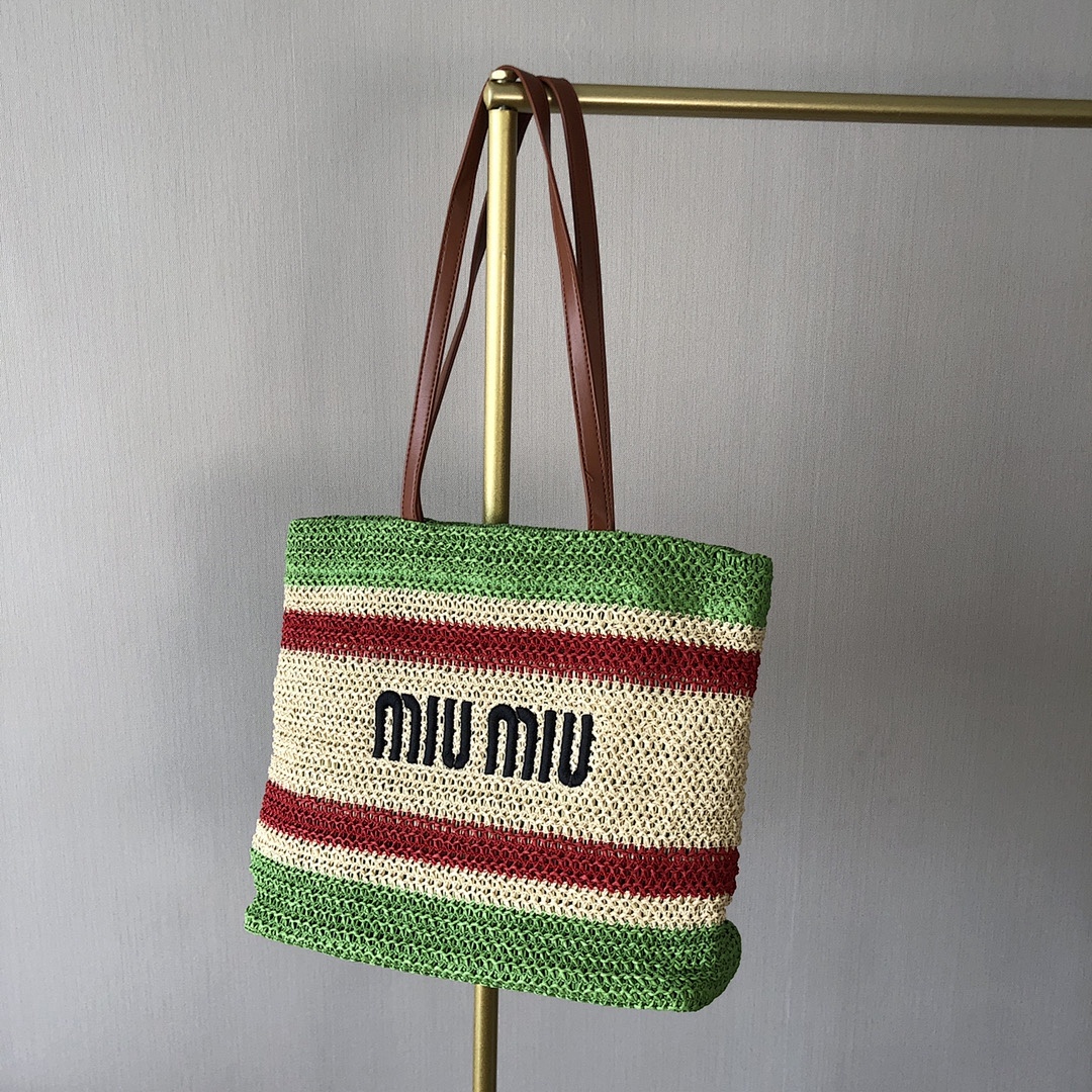 Miu Miu Raffia Woven Tote · M56U — תמונה 10