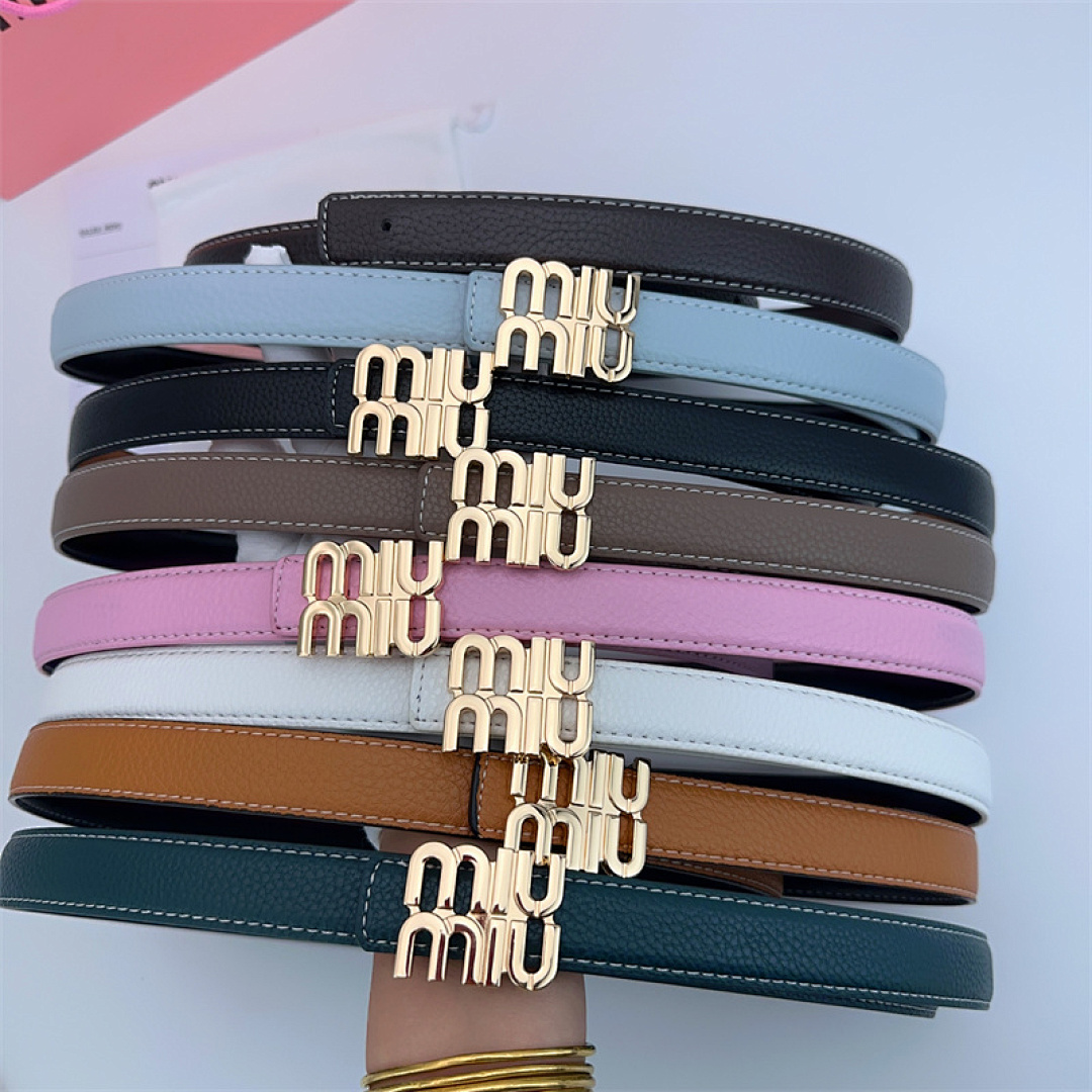 Miu Miu Logo-Lettering Leather Belt · KK17 — תמונה 9