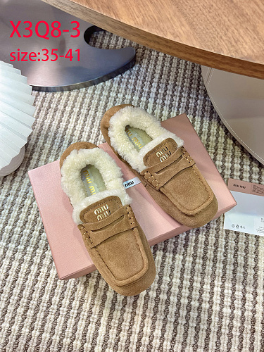 Miu Miu Ruches Shearling-Lined Suede Penny Loafers · X3Q8