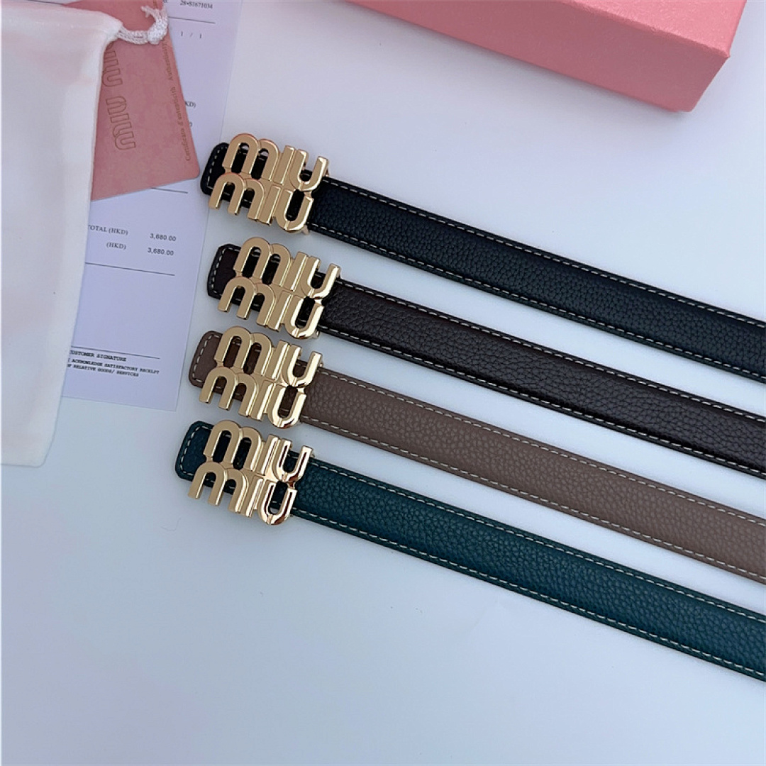 Miu Miu Logo-Lettering Leather Belt · KK17 — תמונה 5