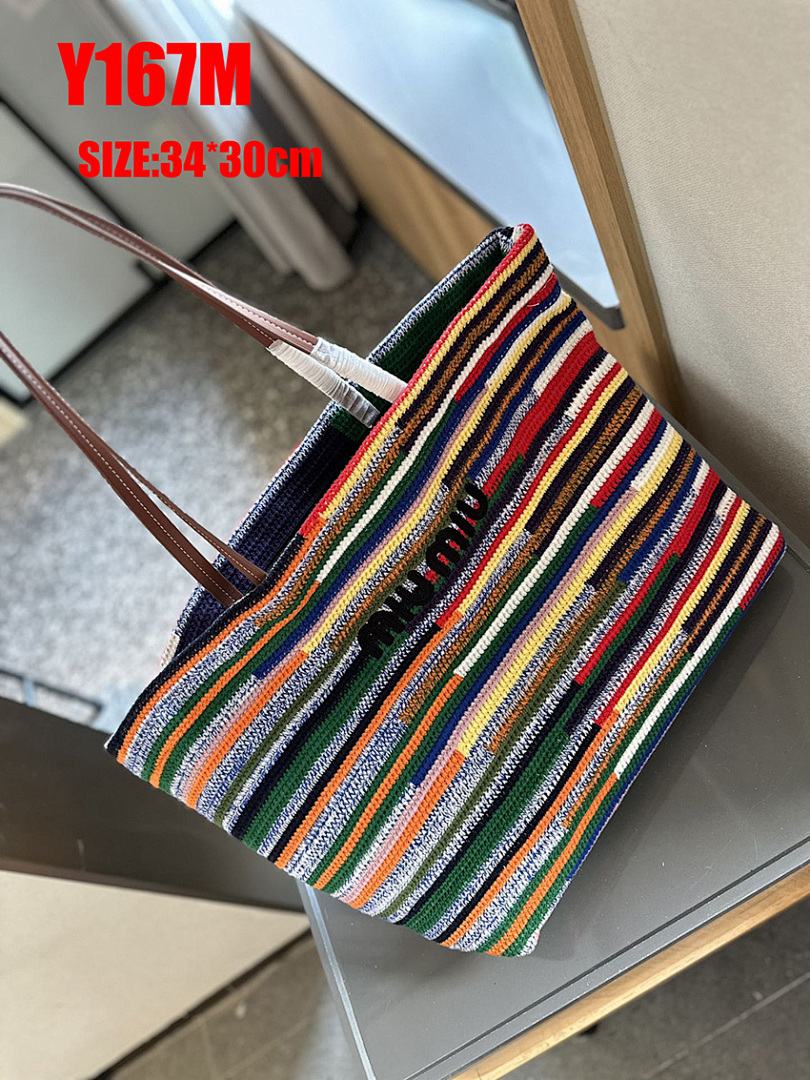 Miu Miu Crochet Stripe Vertical Tote · Y167M — תמונה 7