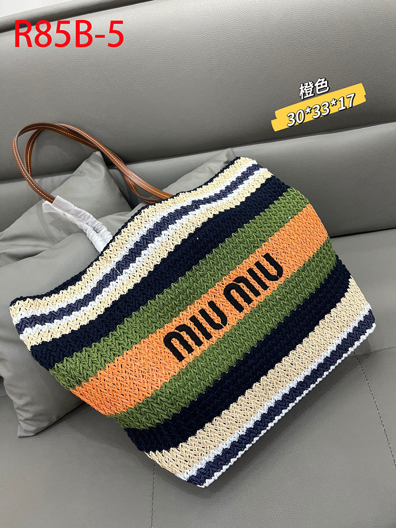 Miu Miu Raffia-Effect Woven Tote Bag · R85B — תמונה 8