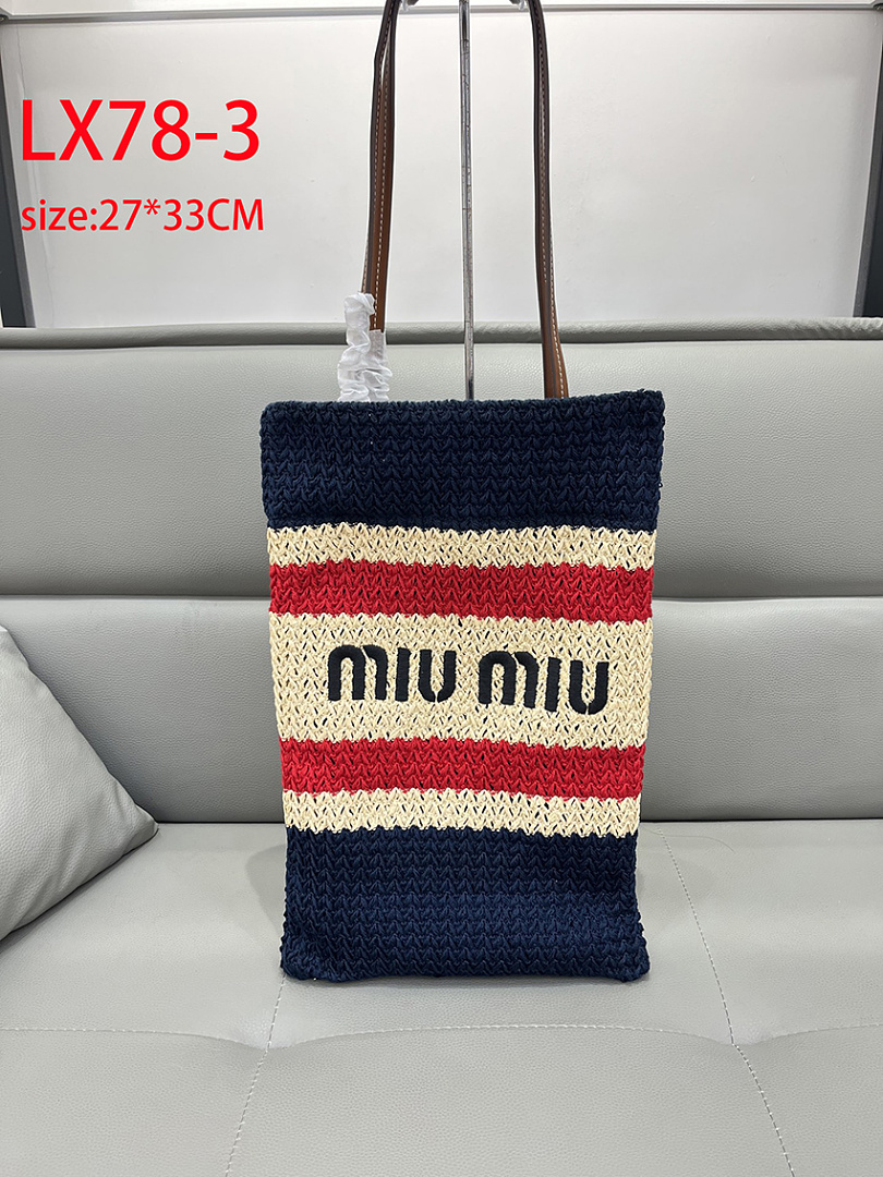 Miu Miu Raffia Crochet Stripe Tote · LX78 — תמונה 8