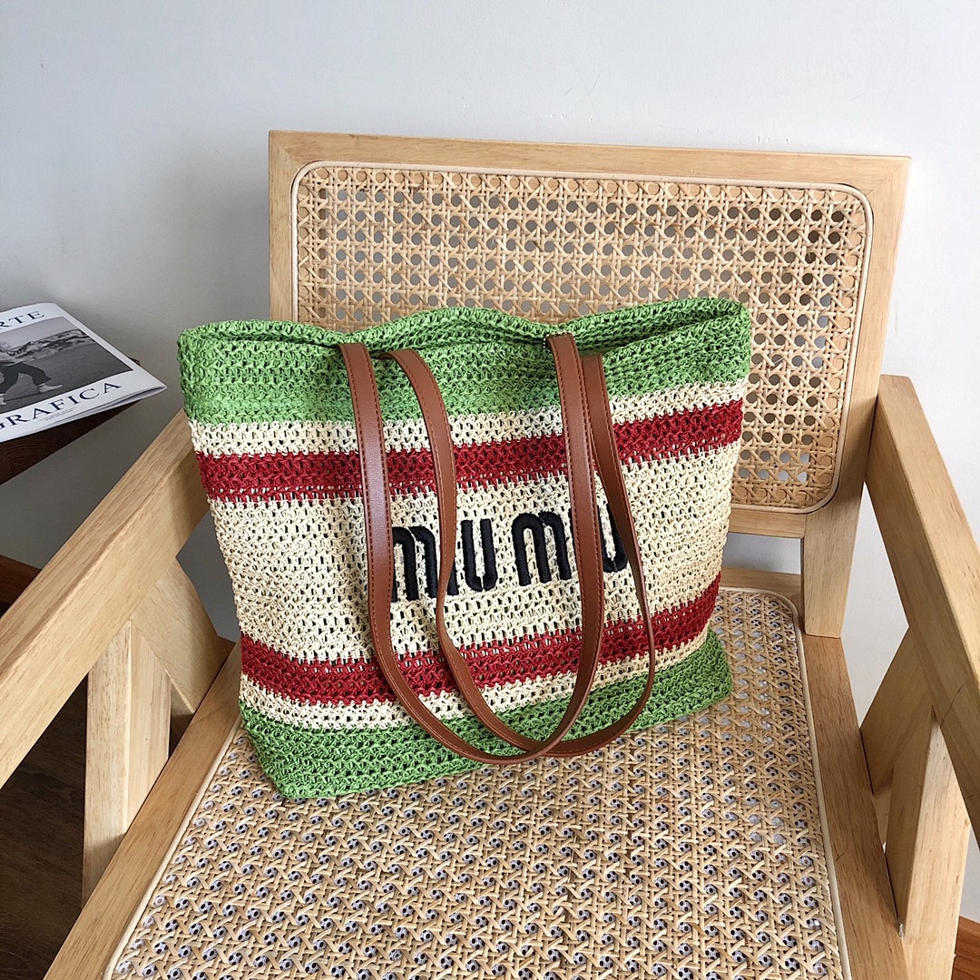 Miu Miu Raffia Woven Tote · M56U — תמונה 4