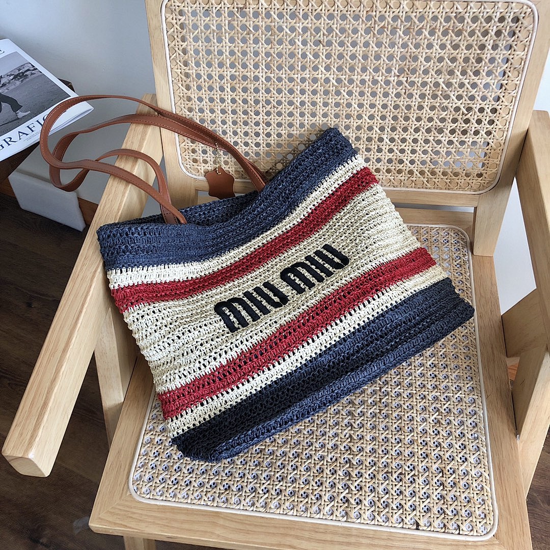 Miu Miu Raffia Woven Tote · M56U — תמונה 7