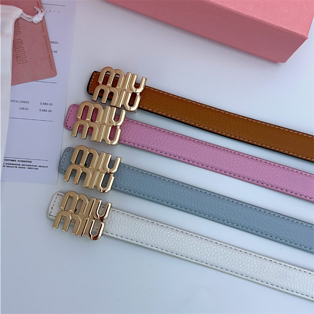 Miu Miu Logo-Lettering Leather Belt · KK17 — תמונה 3