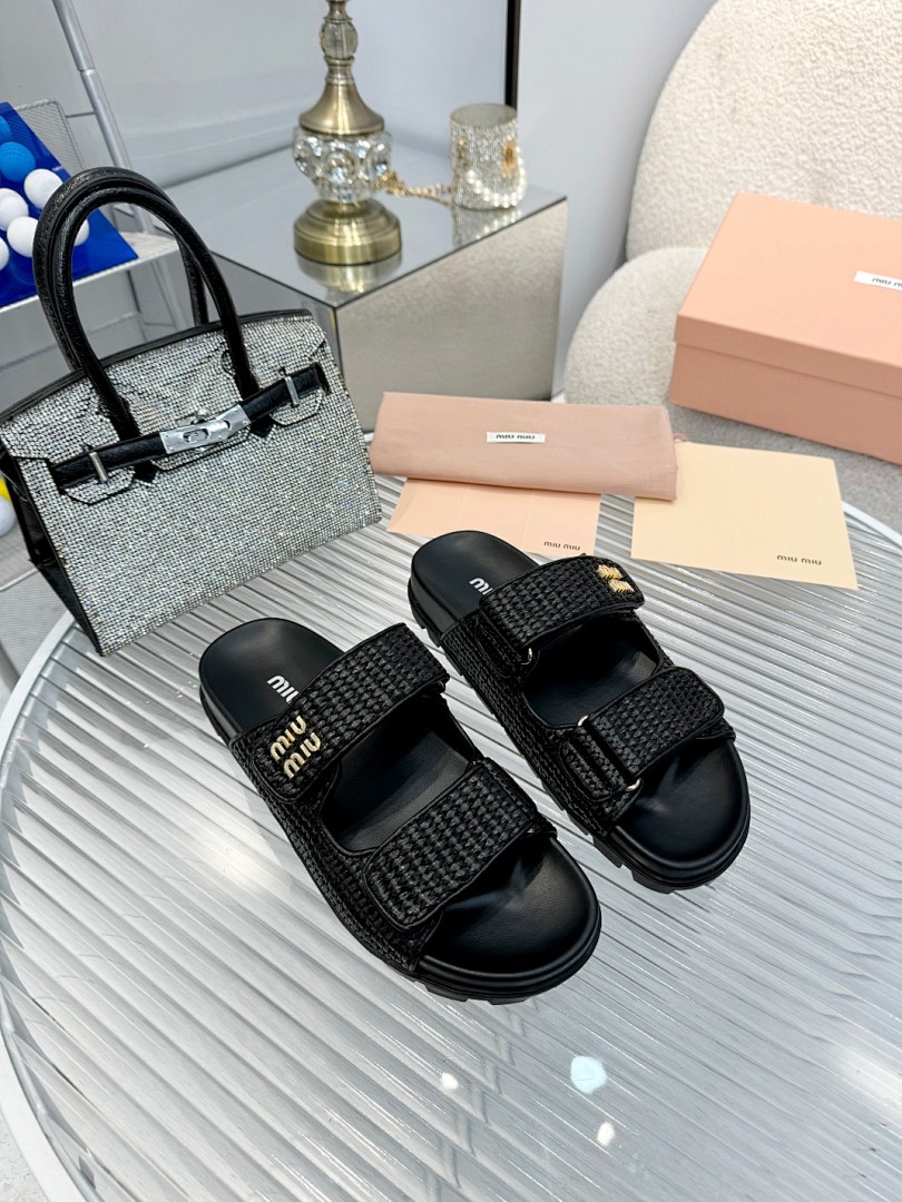 Miu Miu Raffia Dual-Grip Comfort Sandals · KK02 — תמונה 11