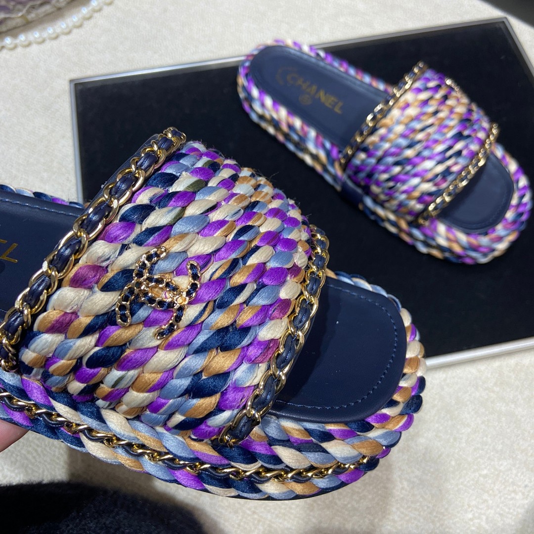 Chanel Cord Braided Chain Slide Sandals · 4756 — תמונה 14