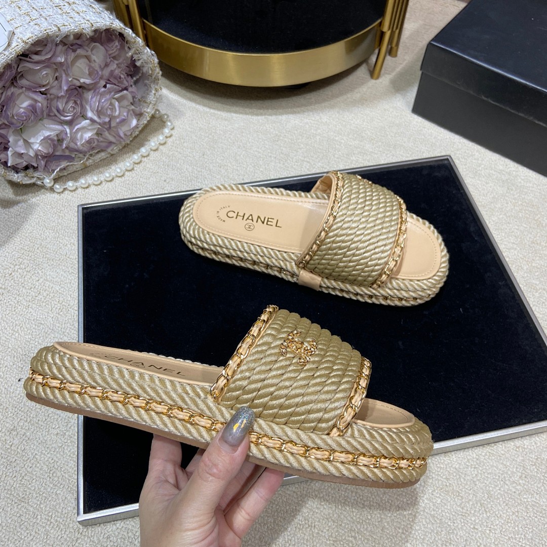 Chanel Cord Braided Chain Slide Sandals · 4756 — תמונה 17