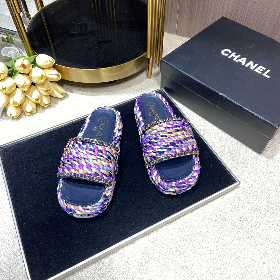 Chanel Cord Braided Chain Slide Sandals · 4756 — תמונה 16