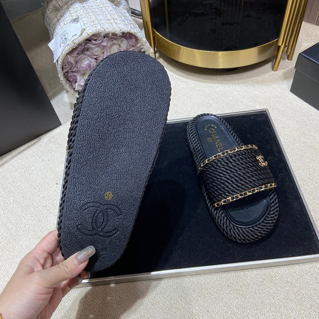 Chanel Cord Braided Chain Slide Sandals · 4756 — תמונה 7