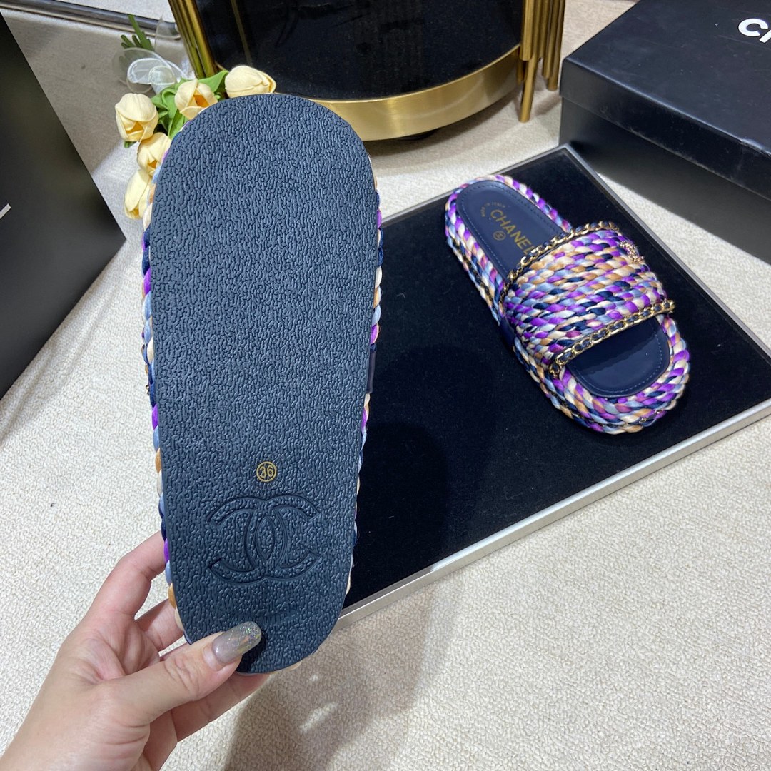 Chanel Cord Braided Chain Slide Sandals · 4756 — תמונה 12