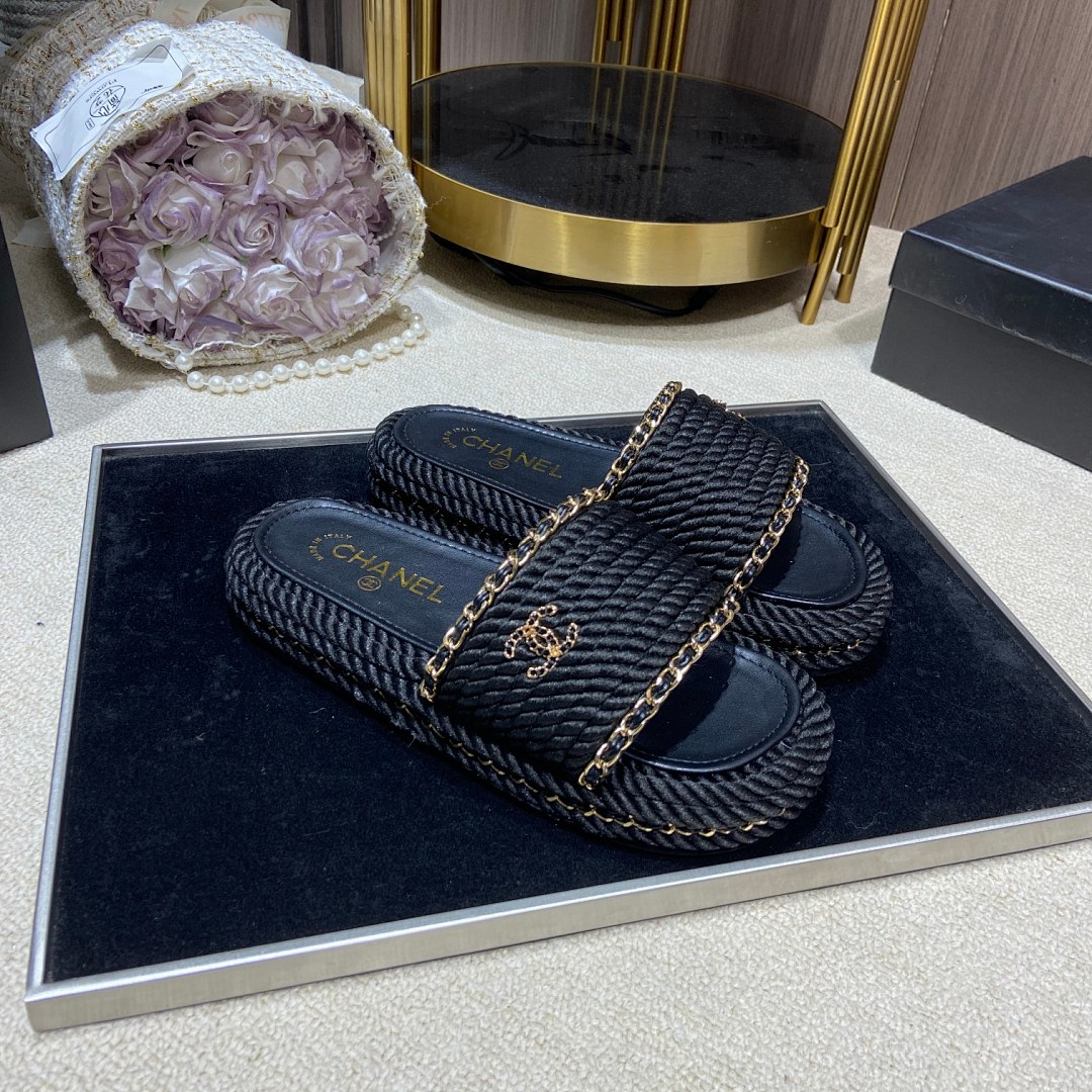 Chanel Cord Braided Chain Slide Sandals · 4756 — תמונה 10