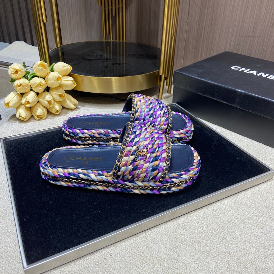 Chanel Cord Braided Chain Slide Sandals · 4756 — תמונה 15