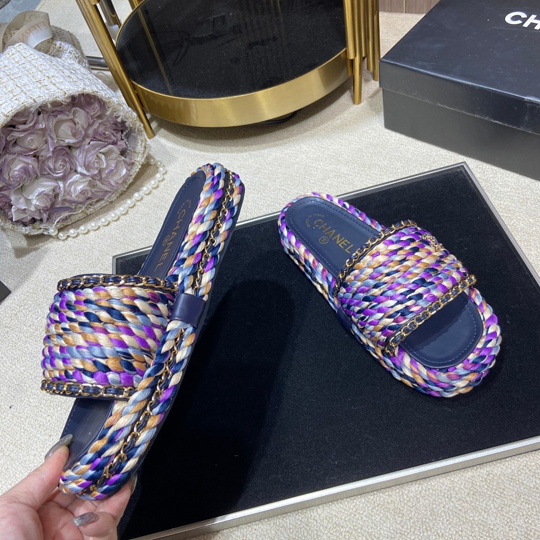 Chanel Cord Braided Chain Slide Sandals · 4756 — תמונה 13