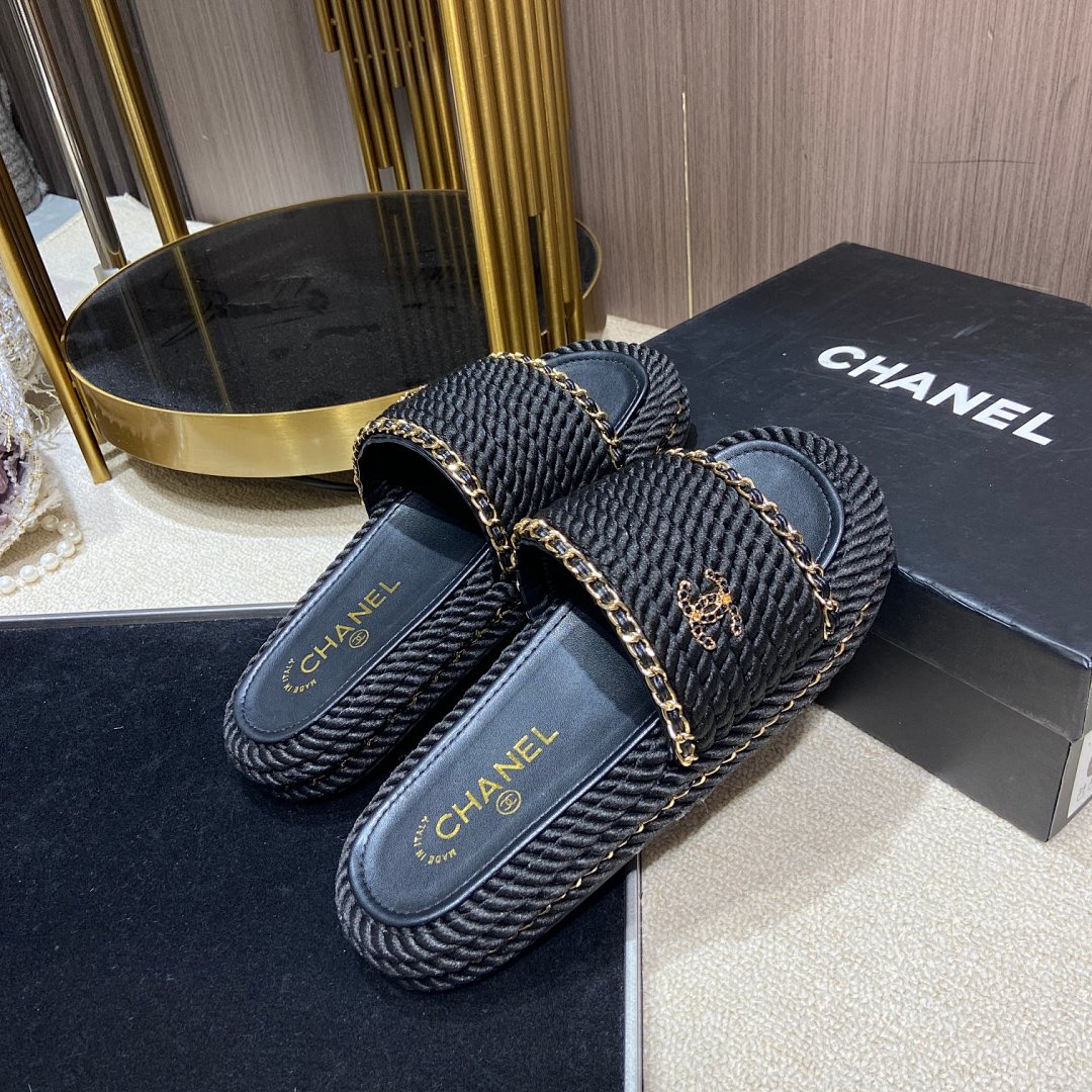 Chanel Cord Braided Chain Slide Sandals · 4756 — תמונה 11