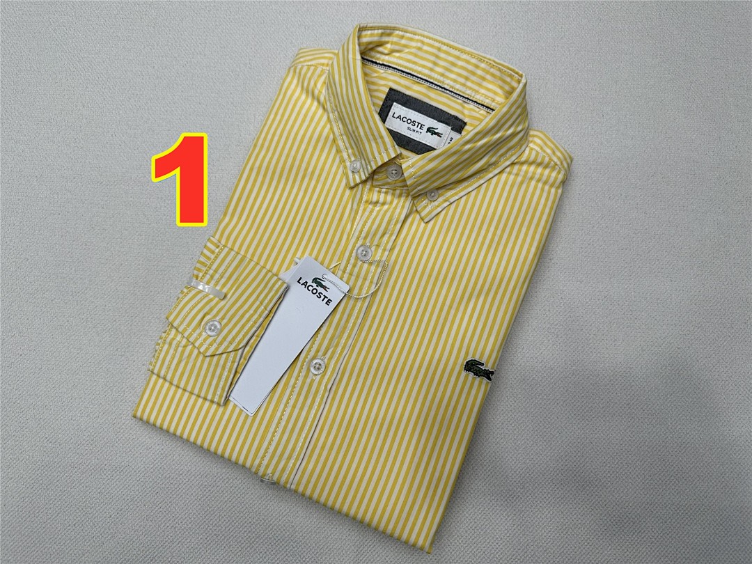 Lacoste Regular Fit Striped Linen Shirt · 6137