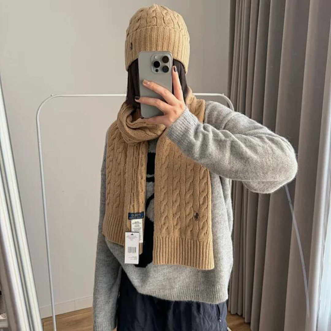 Ralph Lauren Cable Knit Wool Cashmere Scarf · A2613 — תמונה 6