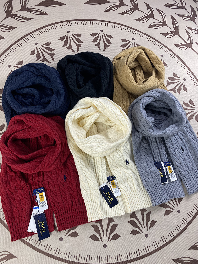 Ralph Lauren Cable Knit Wool Cashmere Scarf · A2613