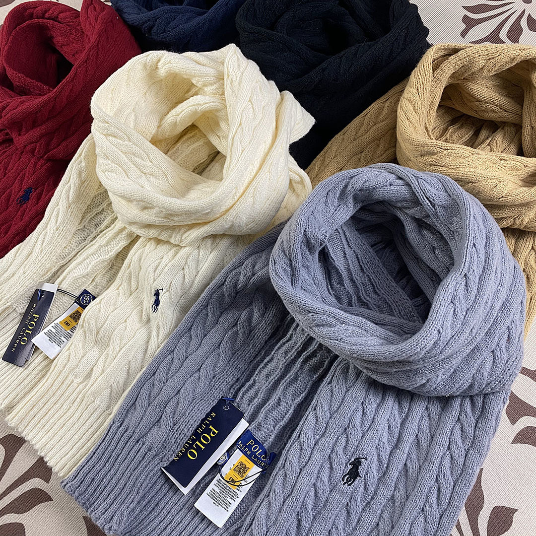 Ralph Lauren Cable Knit Wool Cashmere Scarf · A2613 — תמונה 28