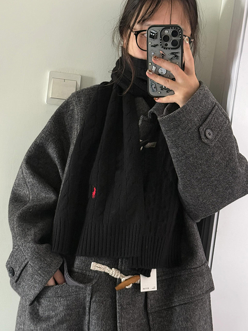 Ralph Lauren Cable Knit Wool Cashmere Scarf · A2613 — תמונה 8