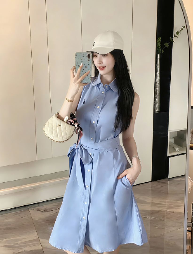 Ralph Lauren Sleeveless Cotton Oxford Shirtdress · A3206 — תמונה 26